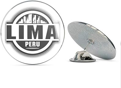 Lima Peru Skyline Label Round Metal 0.75" Lapel Pin Hat Shirt Pin Tie Tack Pinback