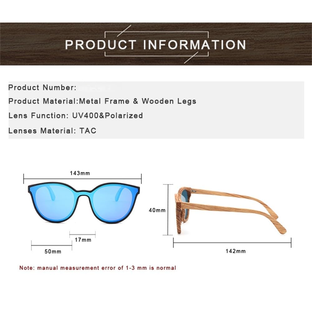 Gafas de sol de madera de bambú para mujer, polarizadas, UV400, para conducir, estilo vintage, para hombre.