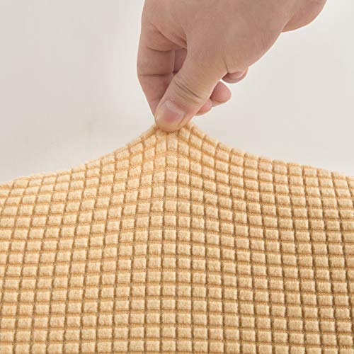 Shell Chair Covers Jacquard Mid Century Modern Chair Covers Plastic Dining Chair Cover Lounge Armless Chair Protector Stretchable Slipcovers For Dining Room, Living Room (Light Yellow, Set Of 4) #TOP6