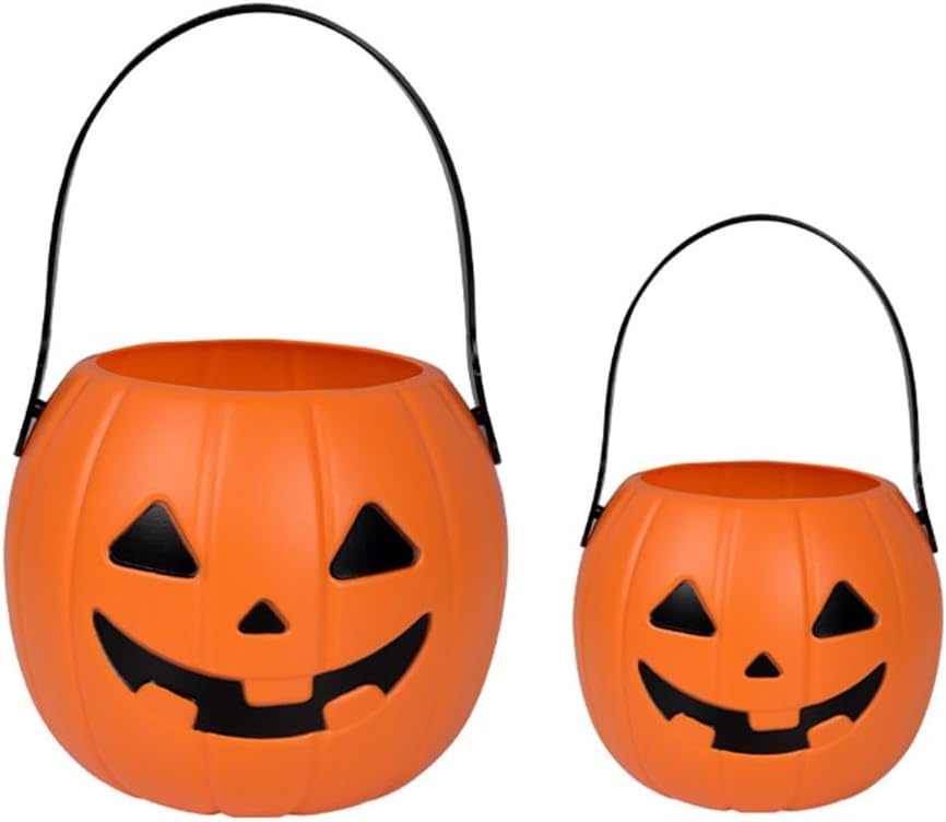PUMPKIN CANDY BUCKET, Trick or Treat Basket Holder with Handle