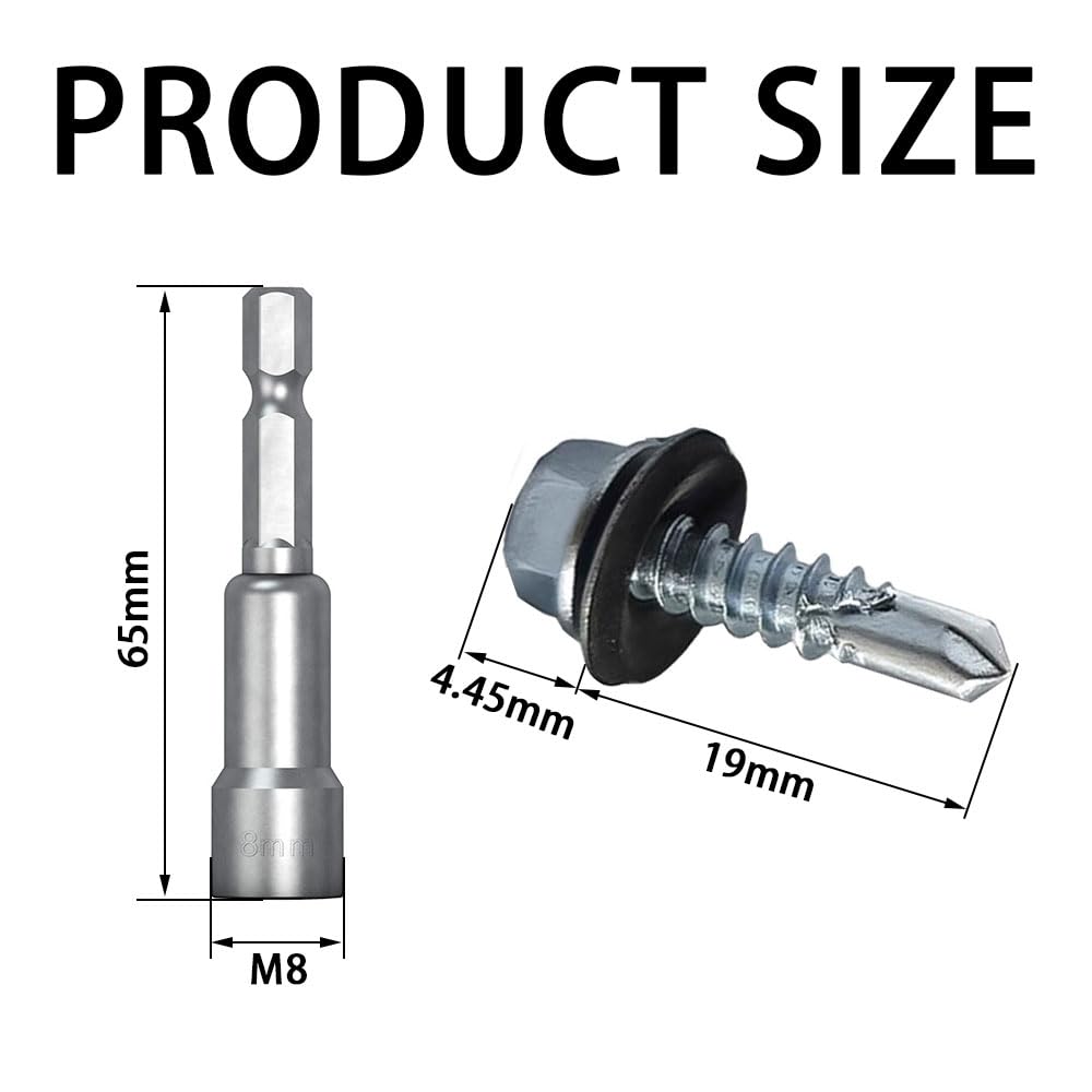 120 pcs Self-Drilling Roofing Screws,4.8x19 mm Hex Head Self Tapping Screws,with Rubber Sealing Washer. with Hex Socket, Zinc Plat - Image 4