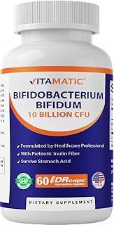 Vitamatic Bifidobacterium Bifidum - 10 mil millones por cápsula DR - 60 unidades - Soporte digestivo - Fabricado con fibra prebiótica de inulina