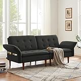 Aoowow Convertible Futon Sofa Bed, Modern Reclining Futon Loveseat Couch with Adjustable Armrest 4 S