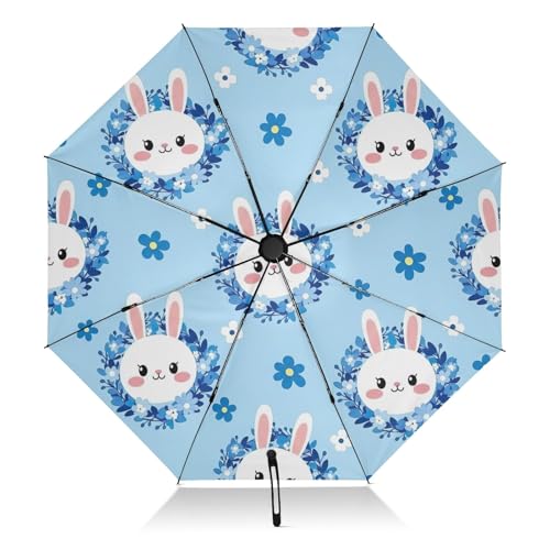 Parapluie pliable bleu mignon lapin compact automatique coupe-vent GAIREG voyage