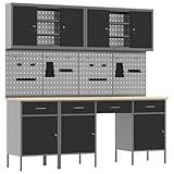 vidaXL 10-TLG. Werkbank-Set Schwarz Stahl