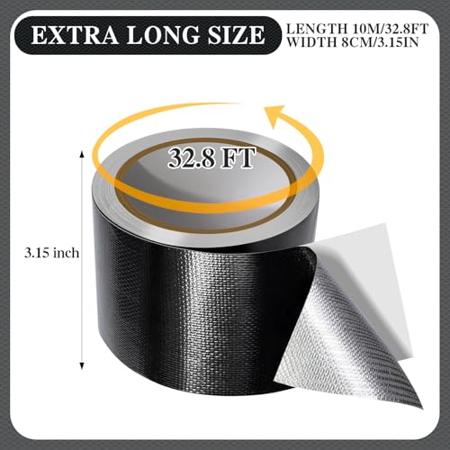 Image of Awning Repair Tape for Tarpaulins, Black Repair Tape for Outdoor Tarpaulins, Awning Repair Tape for Boat Covers, Tent, Canvas, Caravan Canvas, 100M