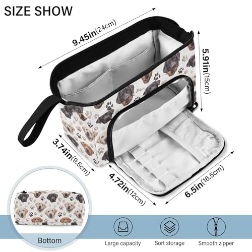 Image of Funny Labrador Dog Large Capacity Pencil Case Pen Bag Pencil Pouch, Kids Printed Pencil Case with Handle Canvas Zipper Pen Pouch for School Office College Ideal Start Graduation Gifts