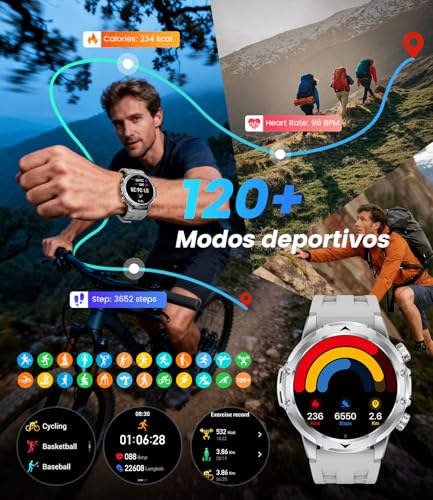 Smartwatch hombre militar 5ATM impermeable con llamadas y pulsómetro integrado 3