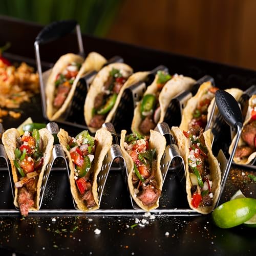 BLACKSTONE 5551 Deluxe Taco Holder Stand, Black/Silver, Pack of 2 - image 5