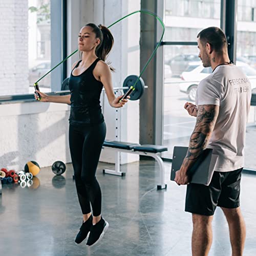 Weighted Jump Rope For Men/Women Workout Fitness(1Lb),Fast Lose Weight Exercise Jumprope For Kids Girls Adult,Speed Skipping Ropes With Aluminum Handle, Adjustable Length 9Mm Fabric Cotton Rope+9Mm Solid Pvc Rope(Green) #TOP5