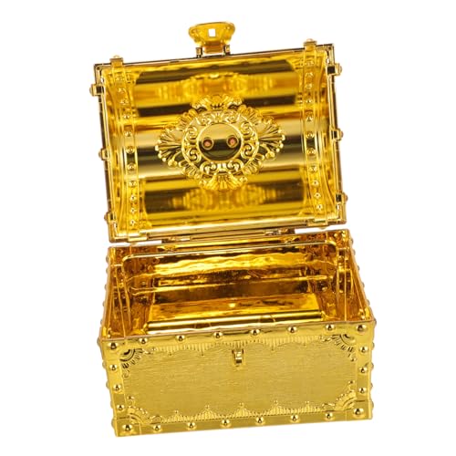 DIYEAH Cofre Tesoro Vintage Estilo Pirata con Cerradura y Llave Caja Decorativa para Fiesta y Almacenamiento de Joyas para Aula y Regalo Adulto