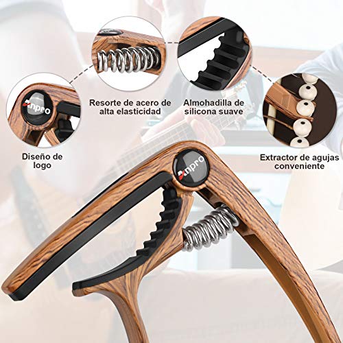 Anpro capodastre guitare ,Capo de guitare en grain de bois Avec 6 Mediators Unique , pour Guitare Acoustique et… - Les Beatles, Paul McCartney, John Lennon, RIngo Starr, George Harrison Anpro capodastre guitare ,Capo de guitare en grain de bois Avec 6 Mediators Unique , pour Guitare Acoustique et… – Image 4