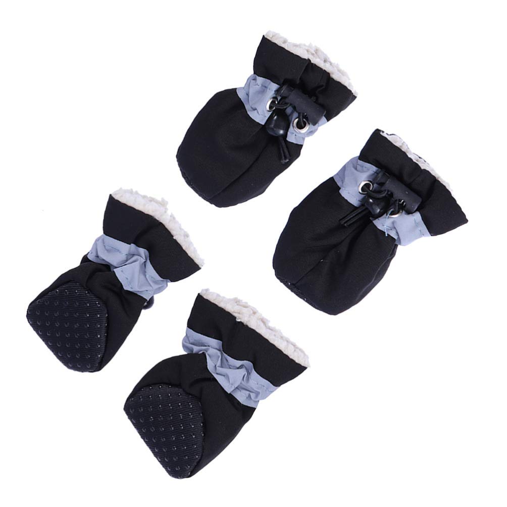 Warm Pet Shoes Winter Warm Pet Dog Shoes- 4Pcs/ set Non- slip Dog Shoes Booties Dogs Paw Protector for Small Dogs Indoor& Outdoor Wear Warm Dog Shoes
