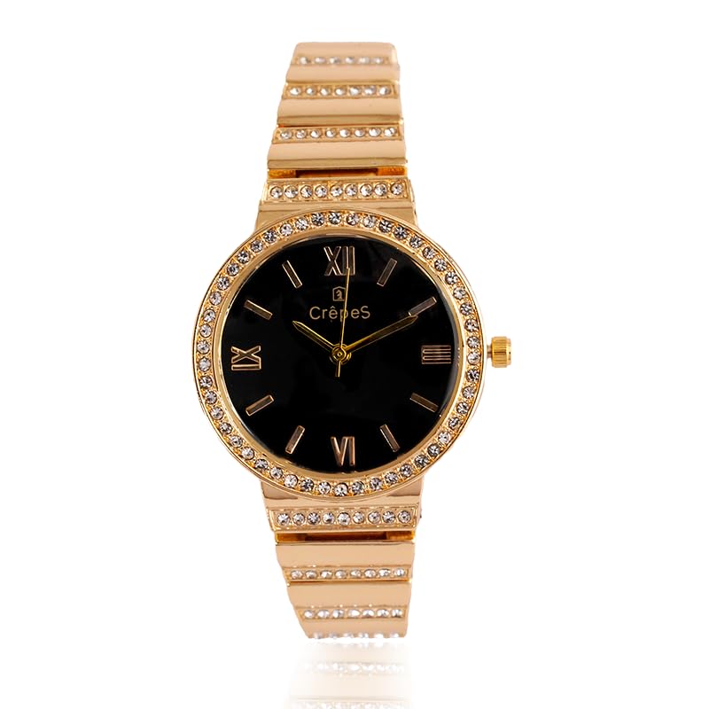 CrepeS Orbit Stone Round Metal Strap Watch for Women Latest Formal Watch Classy Look (B0D1K7JG8P) Amazon Price History, Amazon Price Tracker