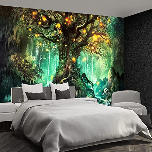 Fightal - Enchanted Forest Backdrop Wallpaper Bedroom Black And Gold Dream Tree Nursery Kids Murals Boys And Girls Room Decor Home Living Room Tv Background Large Wall Mural - 151"X105" #TOP1