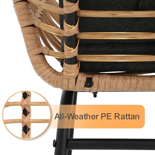 GREEN MORE 4 Piece Outdoor Patio Furniture Set, Rattan Conversation Sets, All-Weather Wicker Chairs with Cushions and Coffee Table, for Garden Balcony Courtyard Poolside - Thumbnail 4