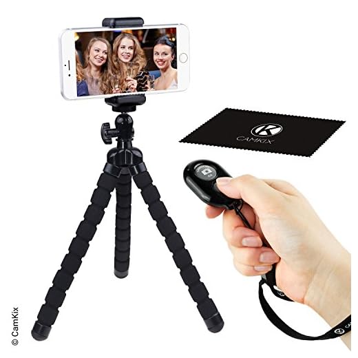 Flexibelt mobiltelefonstativ och kameralås med Bluetooth-fjärrkontroll – för iPhone, Samsung Galaxy och många fler – hållare i octopusstil – universell mobiltelefonhållare – lösning för fotografering