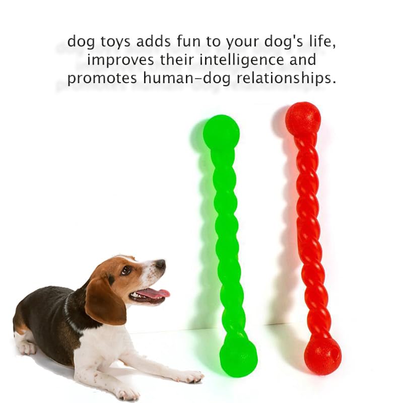 2 Pieces Hundespielzeug Für Zähne, Hundespielzeug Gummi, Gummi Spirale Kauknochen, Hundezahnbürste Haustier Mundpflege, Hundemolarenstab Welpen Intelligenzspielzeug Weich Beißwiderstand, Rot + Grün
