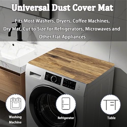 Image of Washer Dryer Top Cover Mat, Non-Slip Laundry Room Decor, Laundry Room Kitchen Appliance Decor Protector Size 23.6x19.7in