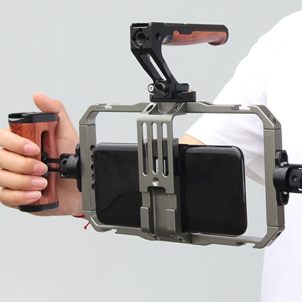 Soporte de video para smartphone, jaula de conejo, para hacer películas, teléfono móvil, estabilizador de video, asa, trípode, de soporte