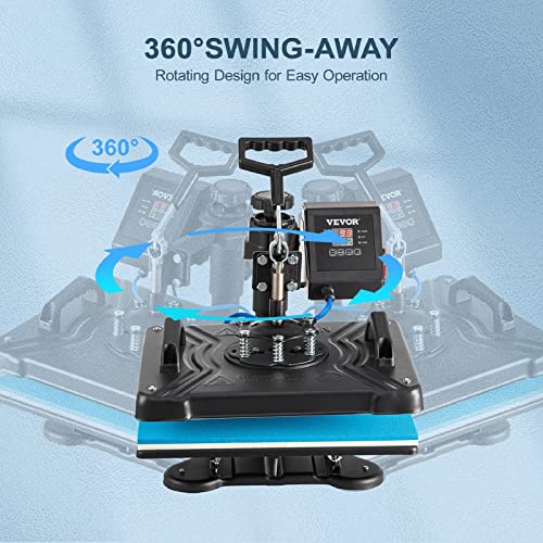 Vevor Heat Press Machine, Heat Press 12X15 Inch, 5 In 1 Combo Digital Sublimation Heat Press, Uniform Heat, Heat/Time Control, Heat Press Transfer For T Shirts Mug Cap Plate, Etl/Fcc Listed, Black #TOP4
