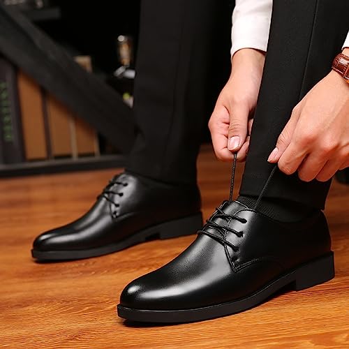 Mens Comfortable Balck Oxfords Shoes Leather Shoes Business Formal Oxfords Casual Dress Letaher Shoe Low Heel Matte Leather Derbby Lace up Work Office Business Shoe2