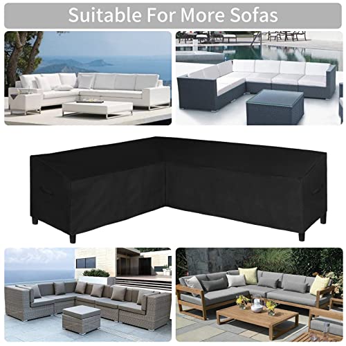 Image of Easy-Going Patio L-Shaped Sectional Sofa Cover, 83 inchX104 Waterproof Outdoor Sectional Cover, Heavy Duty Garden Furniture Cover (Left Facing, Black)