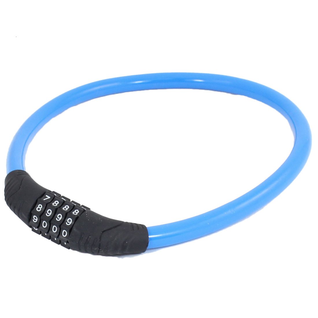 Aexit Bicycle Rubber Bike Locks Spiral Cable Shell 4 Digit Combination Security Code U-Locks Lock Blue