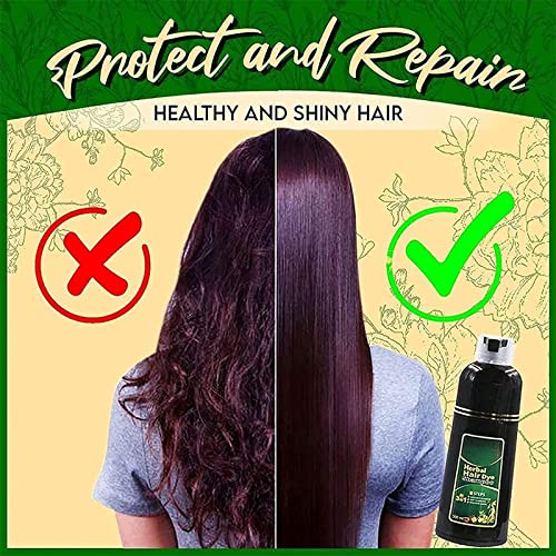 Foto von 3-in-1 Herbal Hair Coloring Shampoo - Herbal Hair Dye Shampoo Natural Non -10 Mins Herbal Hair Darkening Shampoo-Scalp Hair Care Multi-Color Hair Dye, Unisex 500ml (Black)