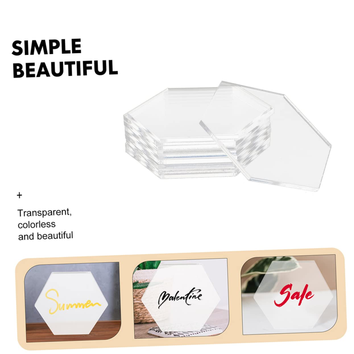 Cabilock 1set Transparent Hexagon Acrylic DIY Boards for Crafting and Home Decoration Acrylic Panels for Adult Projects Easy to Clean and Versatile 10pcs