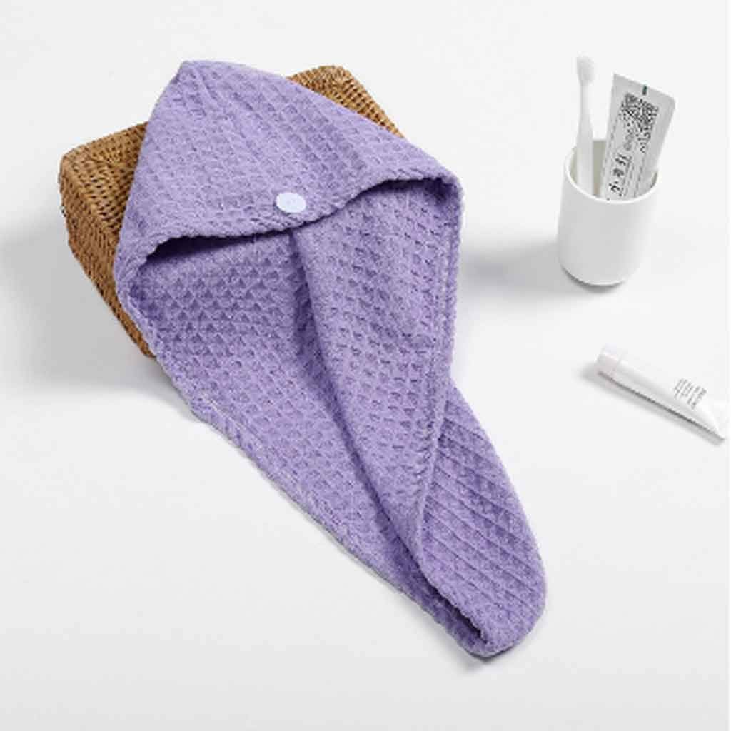 New 1pcs White Waffle Fabric After Shower Hair Drying Wrap Towel Quick Dry Hat Cap Turban Bathing Tool