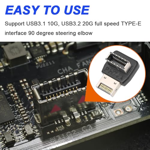 Adaptador USB 3.2 Tipo-E en ángulo de 90 grados (2 unidades) miniatura 4