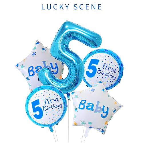 Image of Blue 40 Inch Number 5 Balloon, Mylar Foil Balloon for Birthdays, Anniversaries, Graduation, Party Decoration