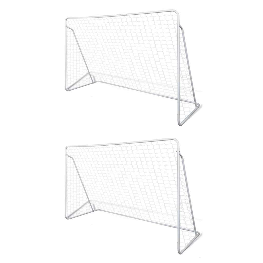 Fußballtornetze 2 Stück 240 x 90 x 150 cm Stahlrahmen mit wetterfestem 100% Polyester Netz, inklusive 16 Stahlhaken, faltbar und tragbar für Training, Freizeit, Garten