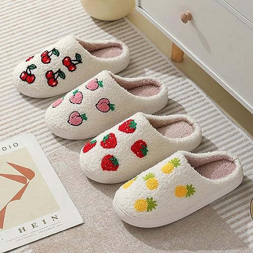 Image of LNERIP Animal Slippers Fruit Slippers Plant Slippers Various Cartoon Patterns Fluffy Soft Memory Foam Retro Indoor Outdoor Home Couple Shoes