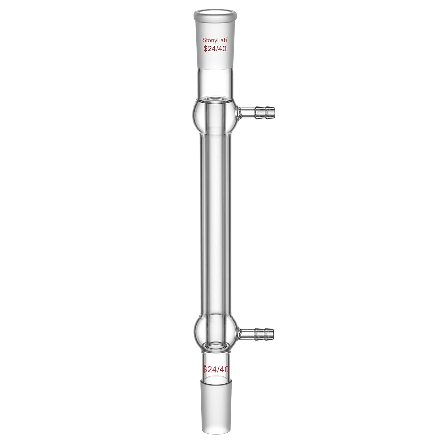 stonylab West Condenser, Borosilicate Glass Liebig Condenser with 24/40 Joint, Jacket Length 200 mm, Chemistry Laboratory Glassware for Distillation, Reflux