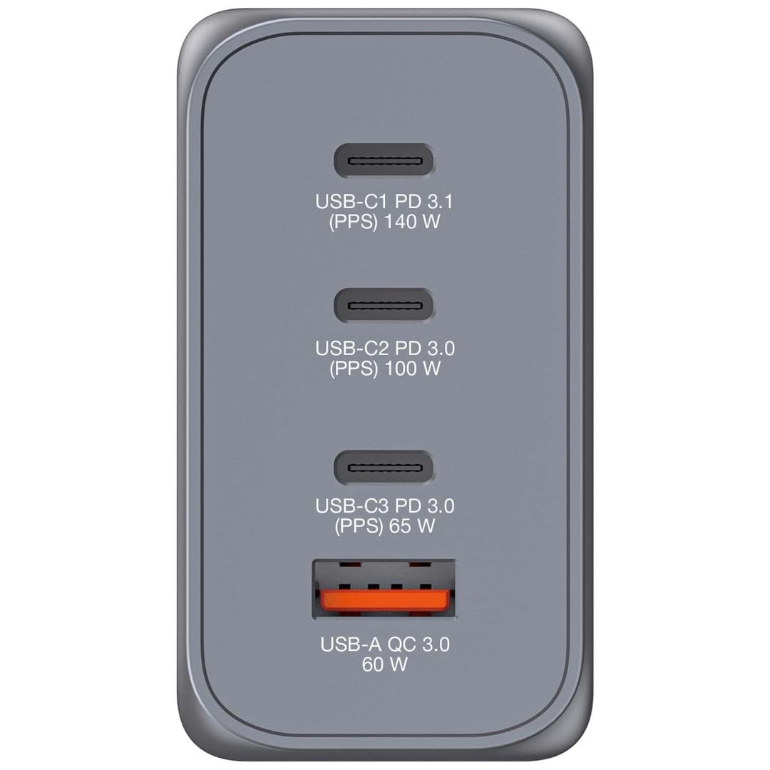 Alimentatore Verbatim - Gan - 240 Watt - 5 A - Power Delivery 3.1, Qc 3.0, Pd 3.0, Pd/pps - 4 Porte Di Uscita (3 X UsB-C, Usb Type a)