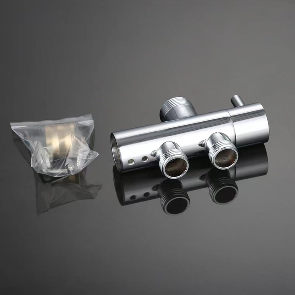 2-Wege-Dusch-Umstellventil, verchromter Badezimmer-Duschkopf-Splitter, Messing, Wandmontage, Ventilumsteller für Zuhause, Badezimmer, Funktioniert mit Standard-Duschsystemen (Chrom)