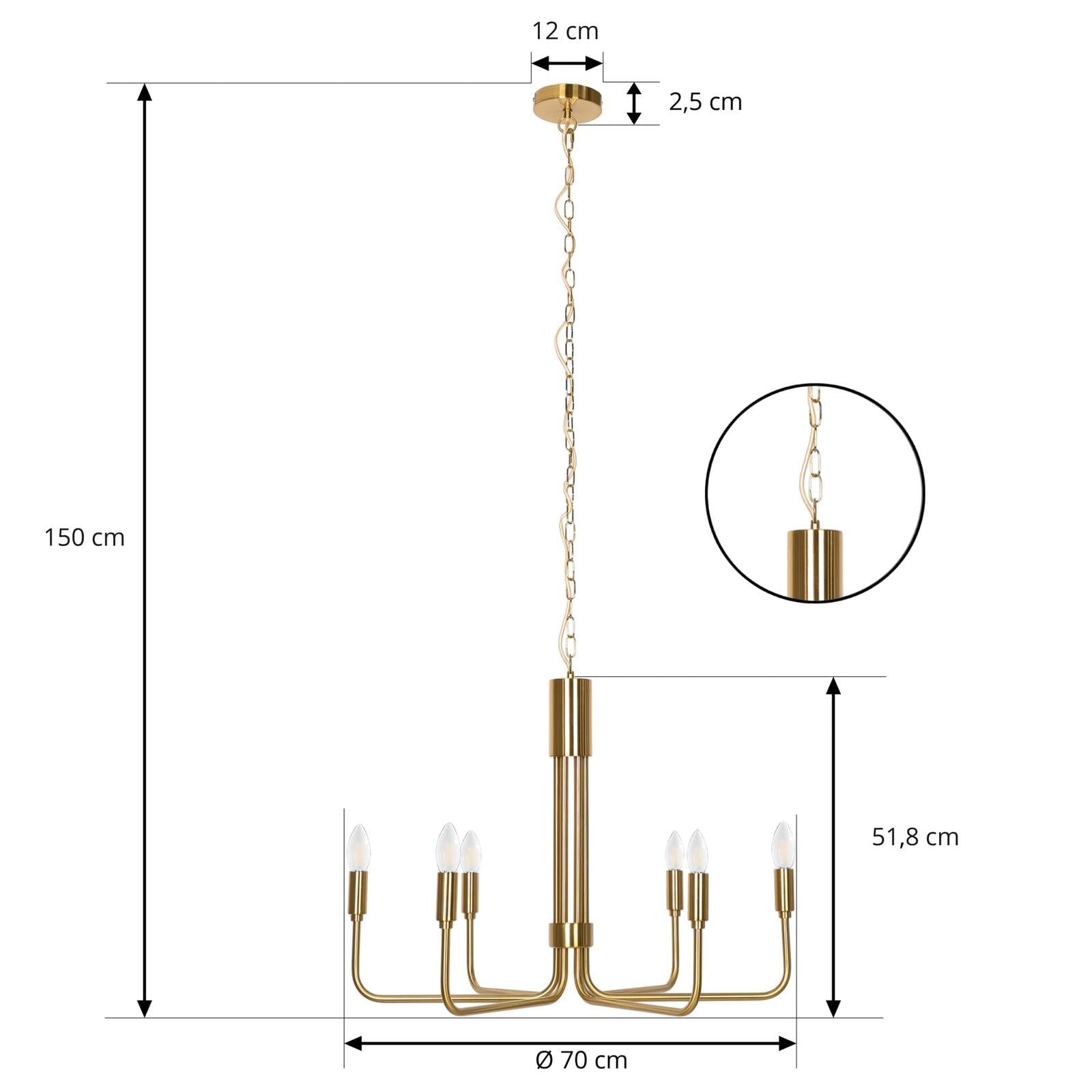 Lindby Kronleuchter Elanova (Retro, Vintage Antik) in Gold/Messing aus Metall (6 flammig E14) - Pendelleuchte Hängelampe Lüster Lampe Deckenleuchte Deckenlampe Wohnzimmerleuchte