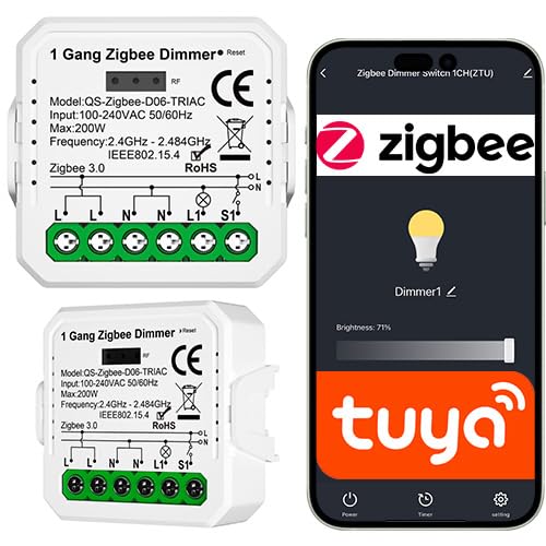 Sone Smart One ZigBee Dimmer da incasso 230 V, compatibile con app Tuya & Smart Life, controllo Alexa, LED TRIAC 0-100%, interruttore luce a 1 canale, mini modulo per presa da incasso