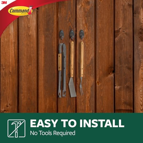 Image of Command Outdoor Terrace Hooks, 2 Hooks and 4 Strips, Damage-Free Hanging Wall Hook for Hanging Outdoor Wall Decor with Weather Resistant Strips, Holds up to 3 lb (Pack of 9)