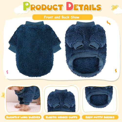 Dog Sweater for Small Dogs Girl Boy, Winter Fleece Teacup Dog Sweaters, Cute Puppy Clothes Warm Soft Pet Outfit Apparel (Nave Blue, XX-Small) - Image 6