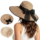 HETIE 2 Piezas Sombrero de Sol para Mujer, Sombrero de Cubo con Agujero,protección UV,Plegable Sombrero,ala Ancha,para...