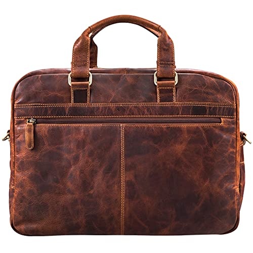 STILORD 'Nico' Vintage schoudertas leder mannen vrouwen 15,6 inch laptop tas grote aktetas werk office uni echt… - Afbeelding 6
