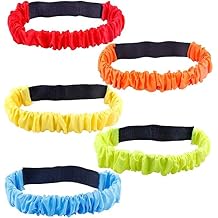 Augshy 5 Pcs 3 Legged Race Bands, Colorful Elastic Tie Rope Bands for Carnival Relay Race, Field Day Games, Adults Outdoor Team Game Party Supplies