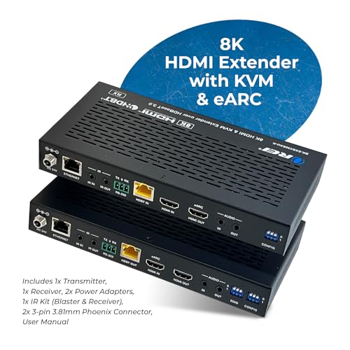 Image of OREI 8K HDBaseT 3.0 HDMI KVM Extender, Loop Out, USB 2.0 RS-232 PoC HDR10+ | 4K 120Hz HDMI Extender, 4K 120Hz HDMI Over Ethernet, eARC /ARC, 40Gbps FRL, Dolby Vision, VRR, ALLM