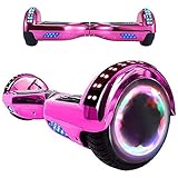 HappyBoard Hoverboard 6,5' - Bluetooth - LED - Patinetes autoequilibrio - Para niños y adultos - Rosa cromado
