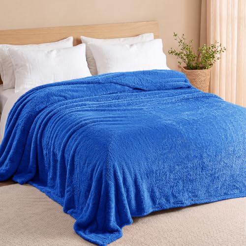 Exclusivo Mezcla Fuzzy Plush Fleece Bed Blanket Twin XL Size, Cobalt Blue