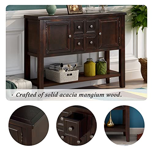 Merax-Rustic-Buffet-Sideboard-Wood-Storage-Cabinet-Console-Table-with-Storage-Shelf-2-Drawers-and-Cabinets-for-Living-Room-Kitchen-Dining-Room-Espresso Merax Rustic Buffet Sideboard Wood Storage Cabinet Console Table with Storage Shelf 2 Drawers and Cabinets for Living Room Kitchen Dining Room Espresso