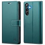 FLIPALM Wallet Case for Samsung Galaxy S25 5G, RFID Blocking Credit Card Holder, PU Leather Folio Flip Kickstand Protective Shockproof Cover for Galaxy S25 (Bluegreen)